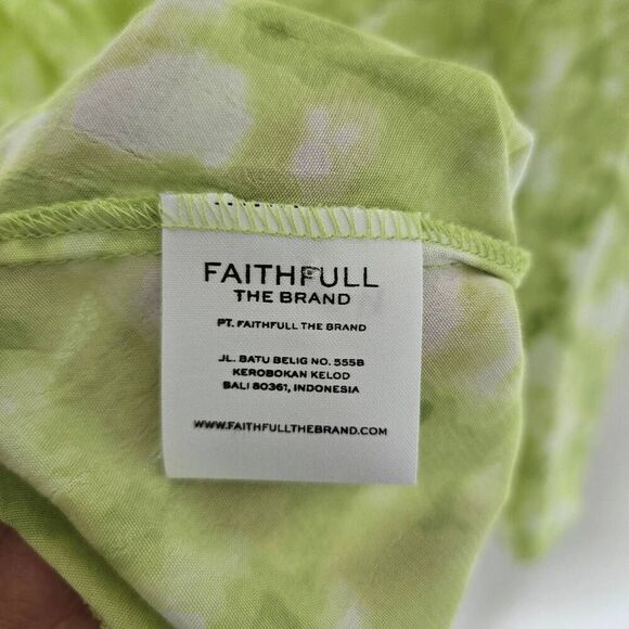 Faithfull The Brand Mini Dress Women's Size 6 Green White Tie Dye Long Sleeve - Picture 12 of 14